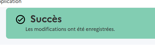 Message de succès